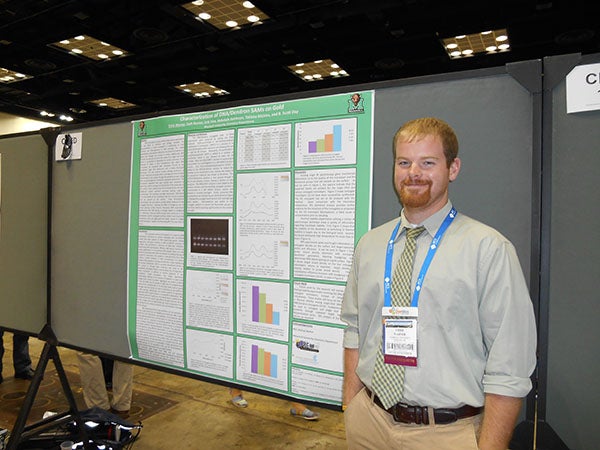 Chris presenting his research with Scott Day at the American Chemical Society National Meeting in Indianapolis.