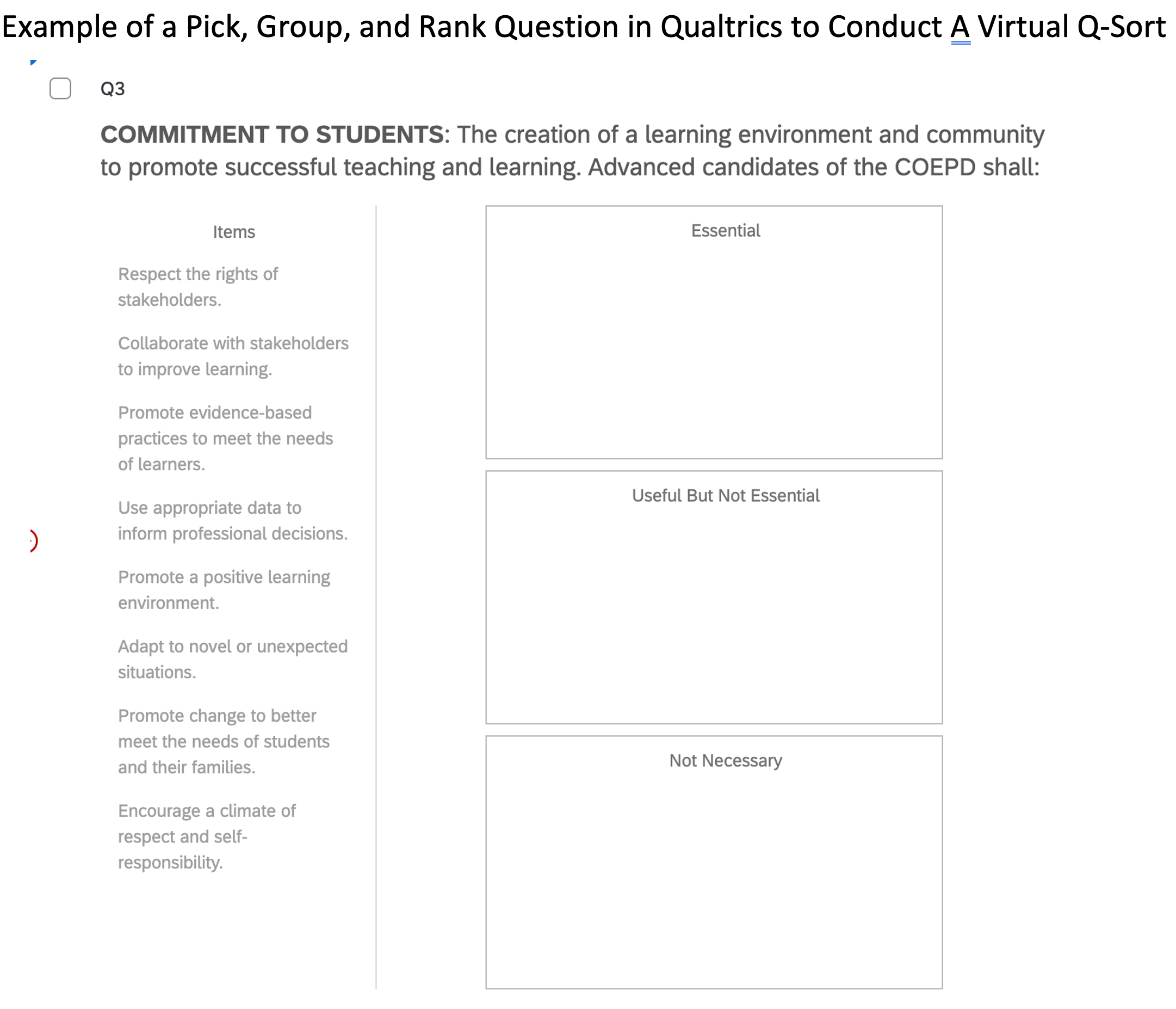 Virtual Q-Sort Screenshot