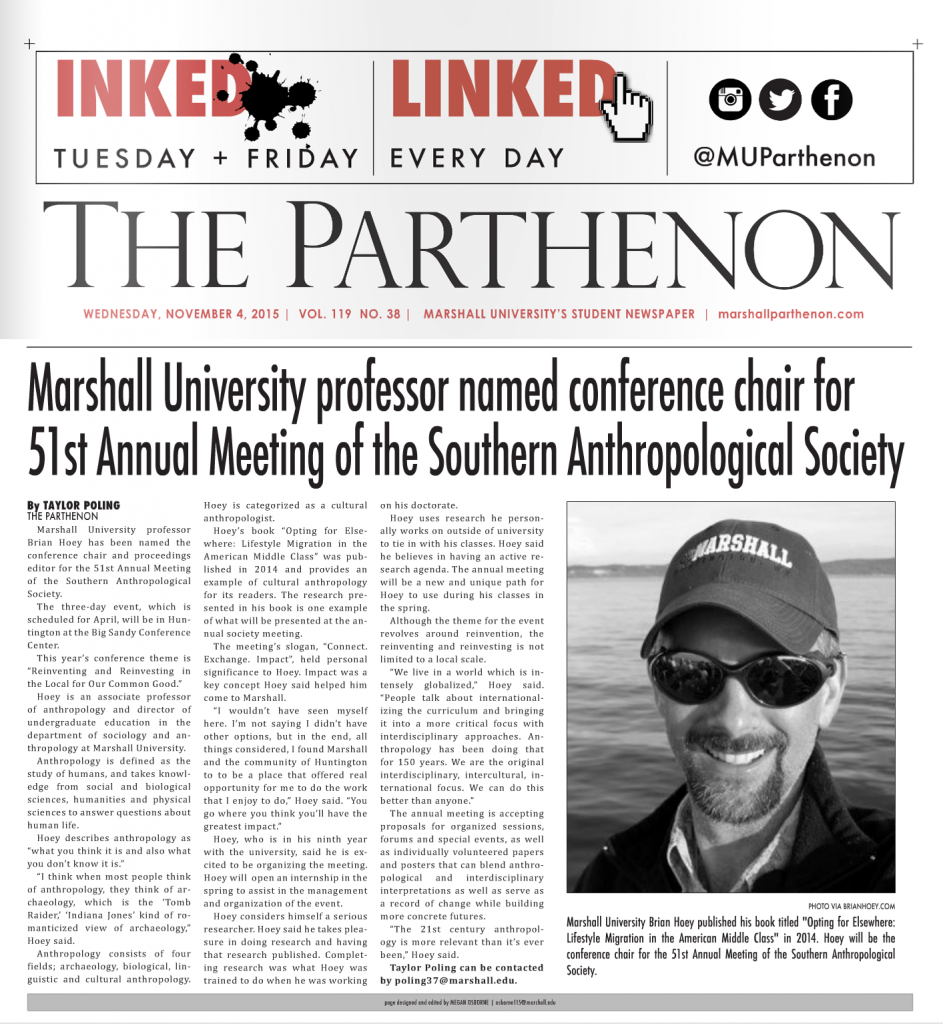 MU Parthenon Article on Hoey (Anthropology)