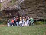 Photo from Sedimentation and Stratigraphy field trip showing students at rock formation