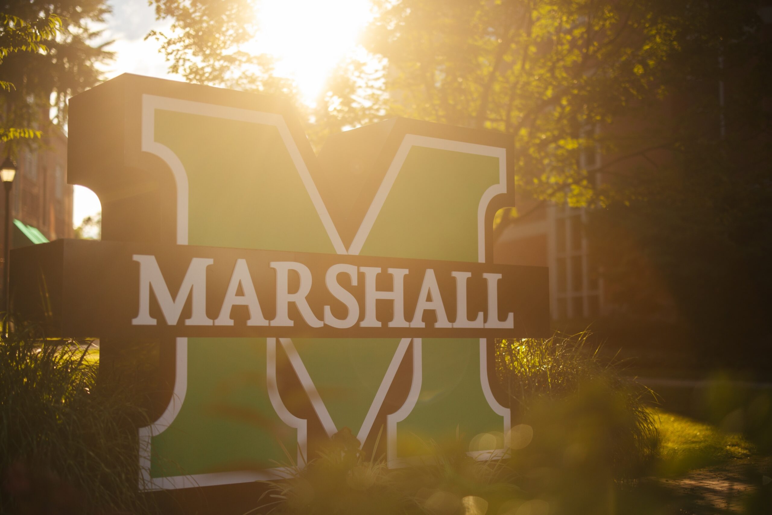 block M on campus at sunset