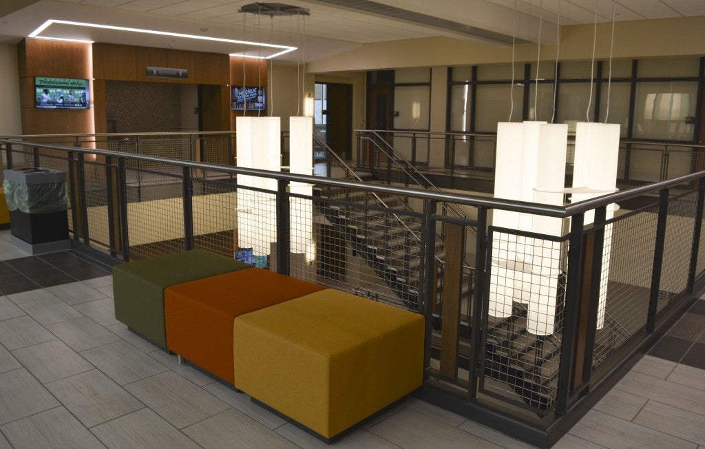 The atrium in the Engineering Complex lets natural light in, reducing energy costs.