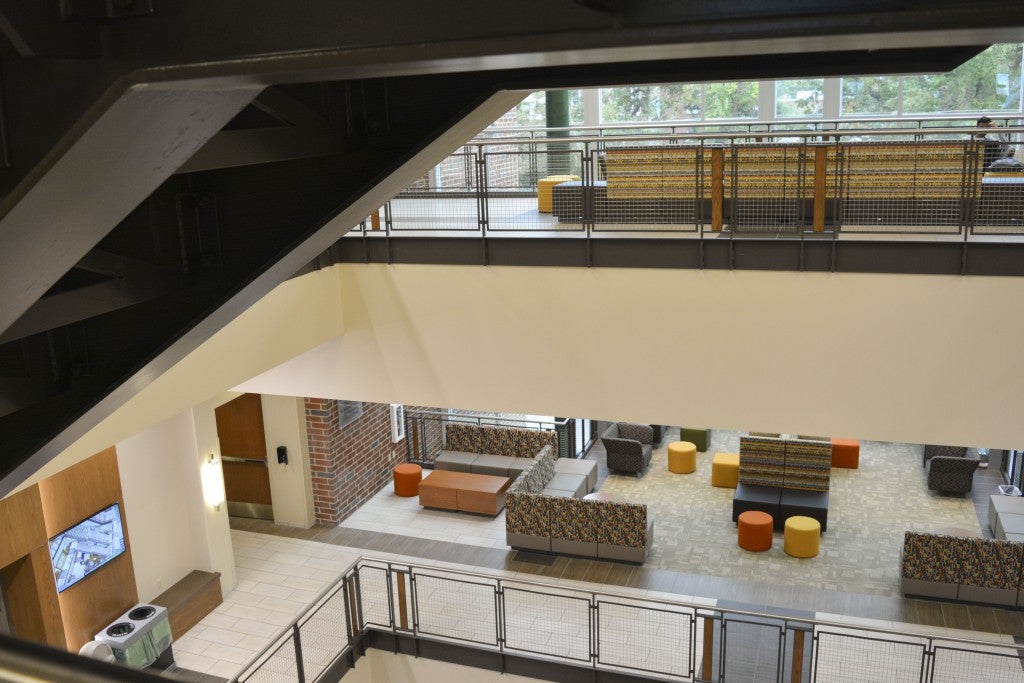 The atrium in the Engineering Complex lets natural light in, reducing energy costs.