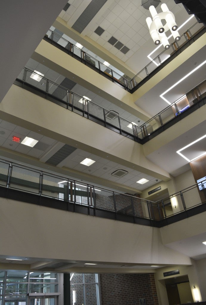 The atrium in the Engineering Complex lets natural light in, reducing energy costs.