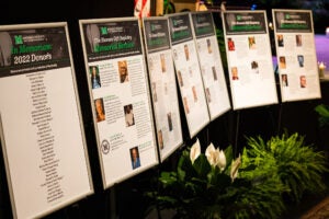 Posters display the names and images of the Human Gift Registry Donors