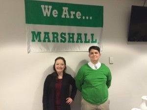 Making sure everything was perfect for our new President Left to right. Work Study Students Savannah Dorsey, Nathan Loomis