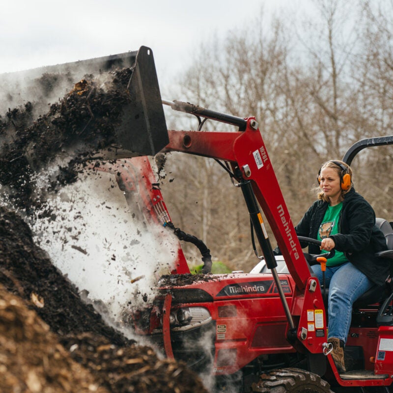 Marshall University employees work at the university's Compost Facility