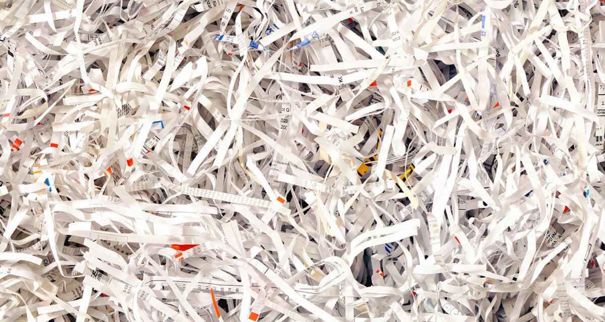 A large pile of shredded paper