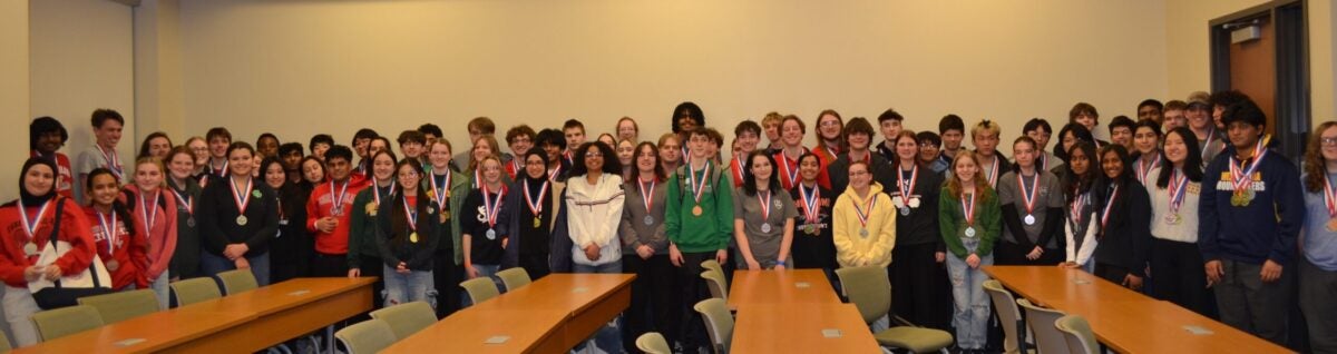 large group of students at the West Virginia Science Olympiad