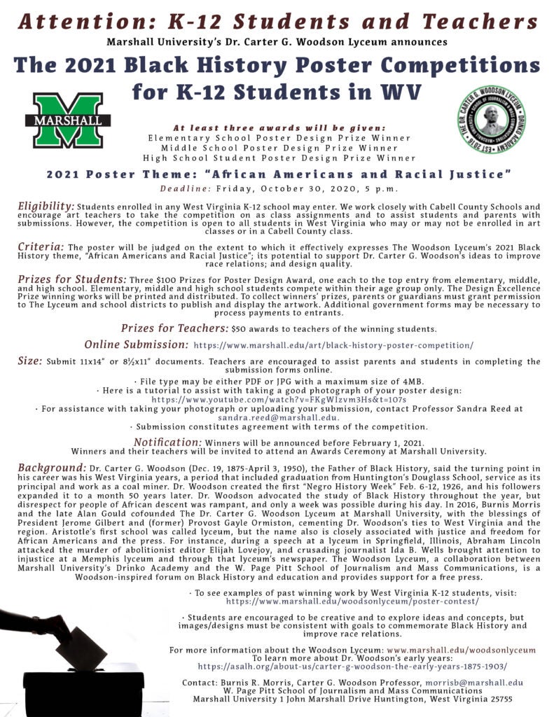 The 2021 Black History Poster Competitions for K-12 Students in W V