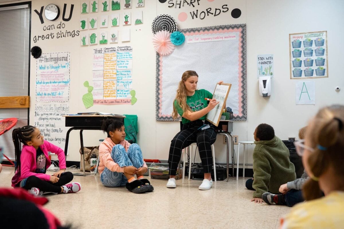 student teaching in an elementary classroom