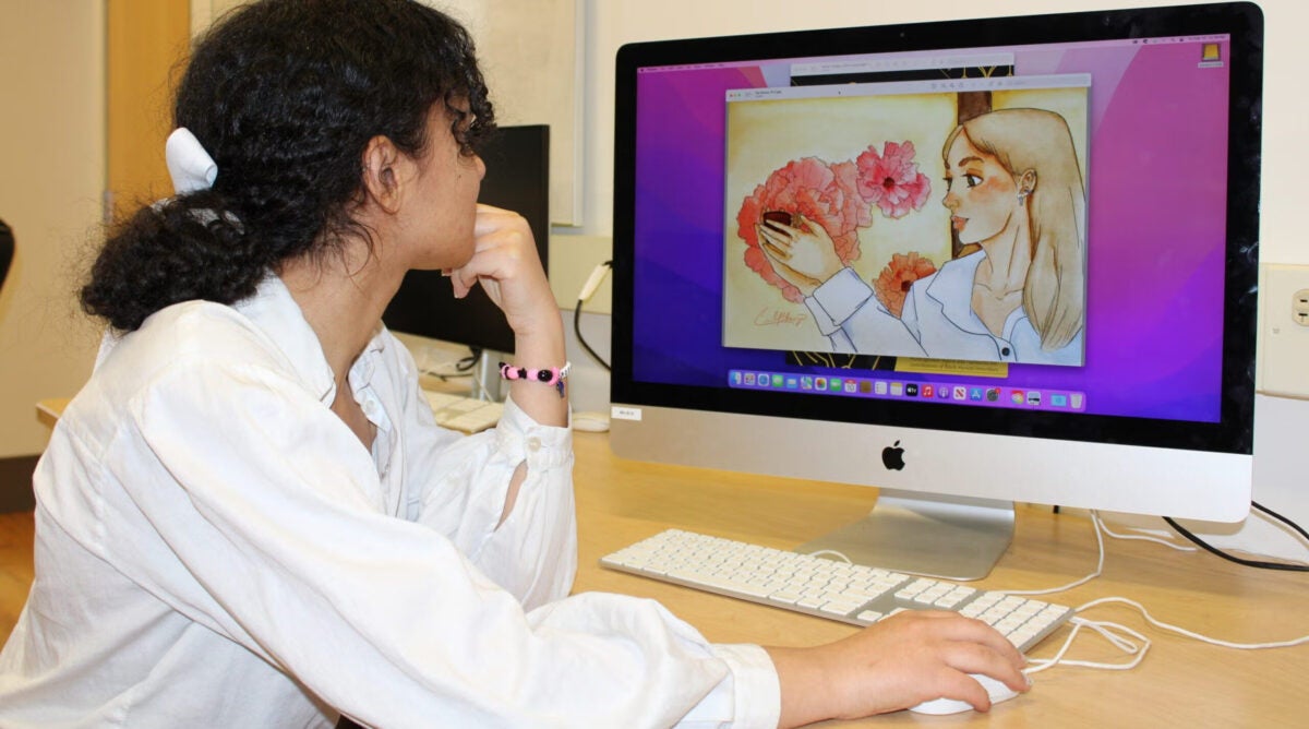 Student working on a computer