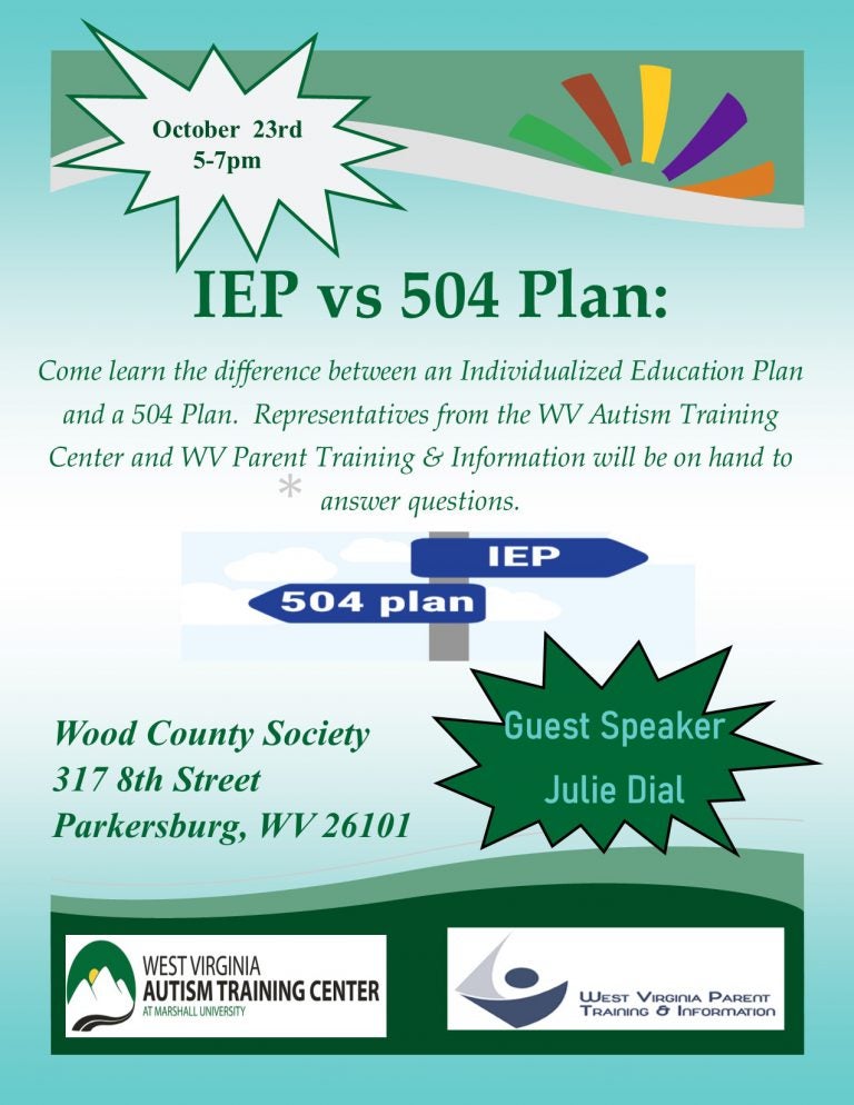 IEP vs 504 Plan at Wood County Society WV Autism Training Center