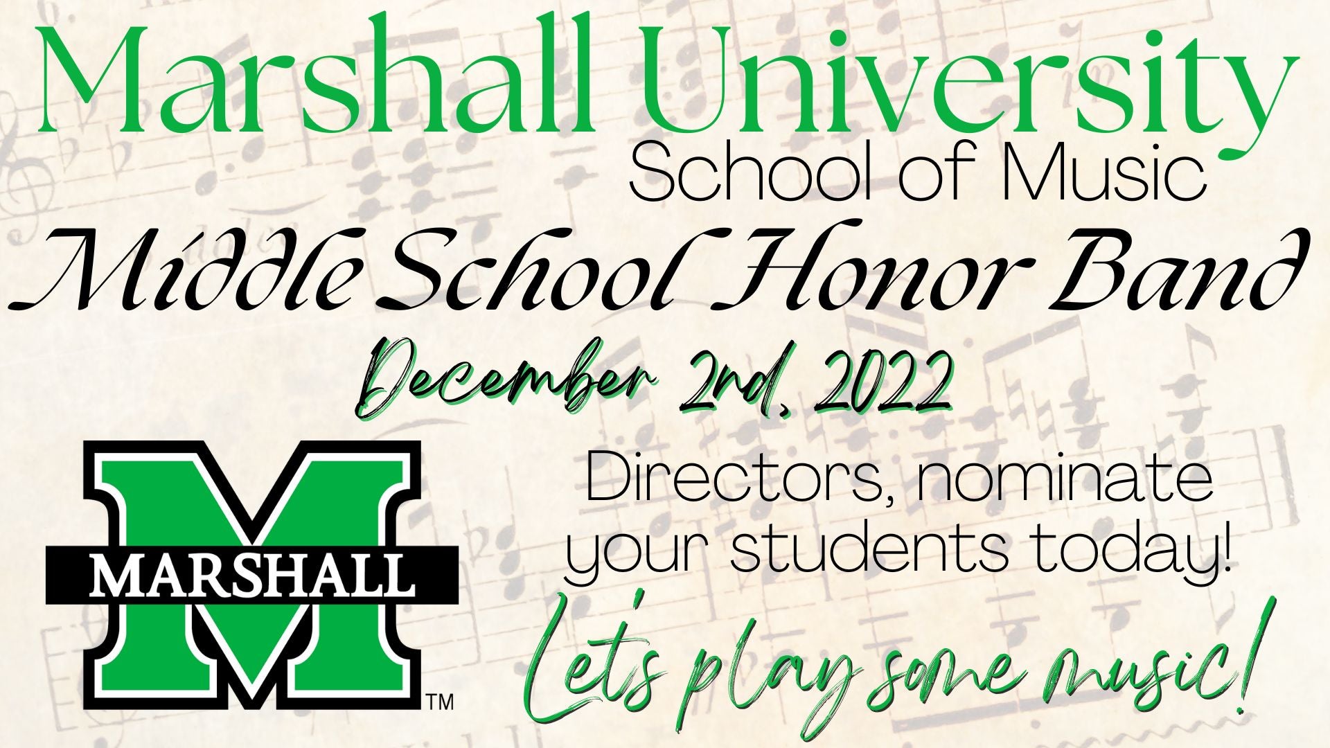Middle School Honor Band Annoucement