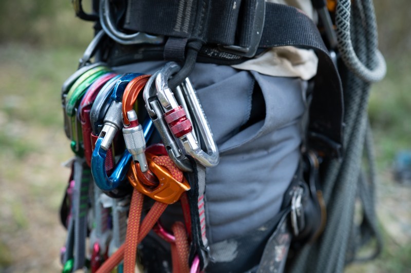 Image of someone getting ready for rock climbing