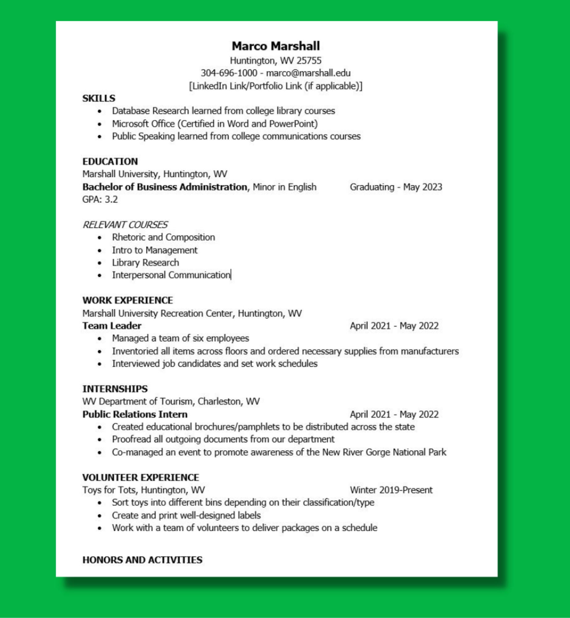 Resume & Cover Letter Examples