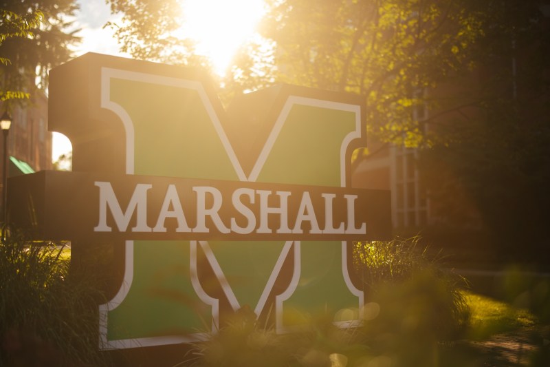 block m on campus at sunset