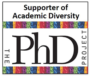 image with text that reads supporter of academic diversity, the phd project