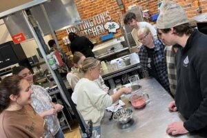 Chemistry 425/525 students get hands on experience with the chemistry of food at Huntington Kitchen