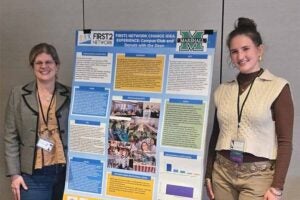 Celia Ricottilli and Prof. Rosalyn Quinones pose with Celia's poster at the First2 Network conference