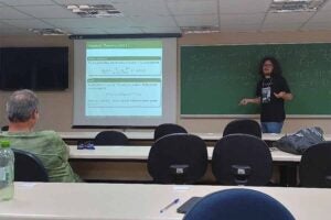 Mathematics grad student Richard Williams shares his time scales calculus research with a leading scholar in the field