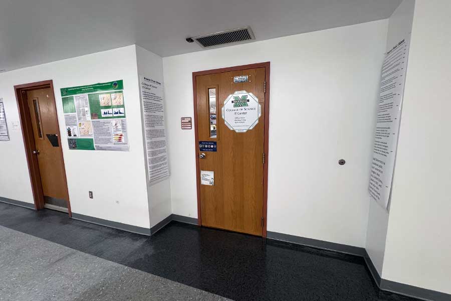 Office door for the College of Science Instructional Technology Center found in room 162 on the north side of the 1st floor of Science Building