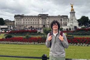 Biology student Isaac Campbell enjoys some sightseeing while studying abroad