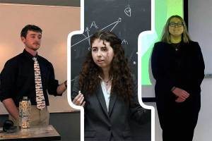 COS Master's students Evan Page, Ellie White, and Sara Slack successfully defending their thesis - April 2026