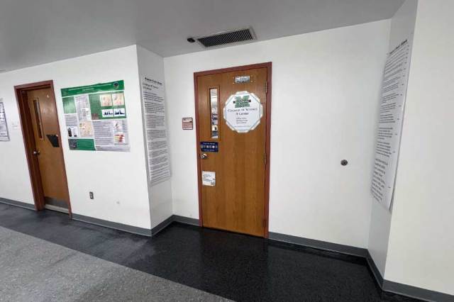 Office door for the College of Science Instructional Technology Center found in room 162 on the north side of the 1st floor of Science Building