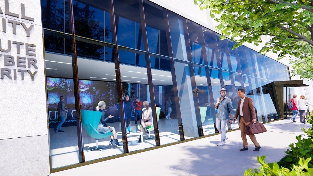 Rendering of the exterior view of the Marshall University Institute for Cyber Security