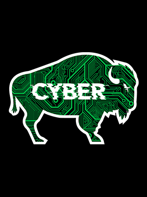 Cyber bison graphic on black background