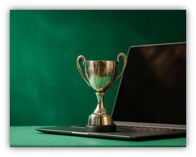 trophy and computer