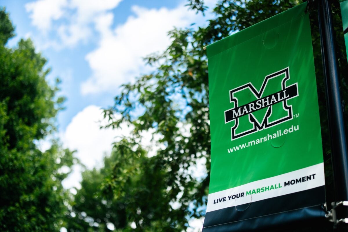 Green Marshall M flag on campus