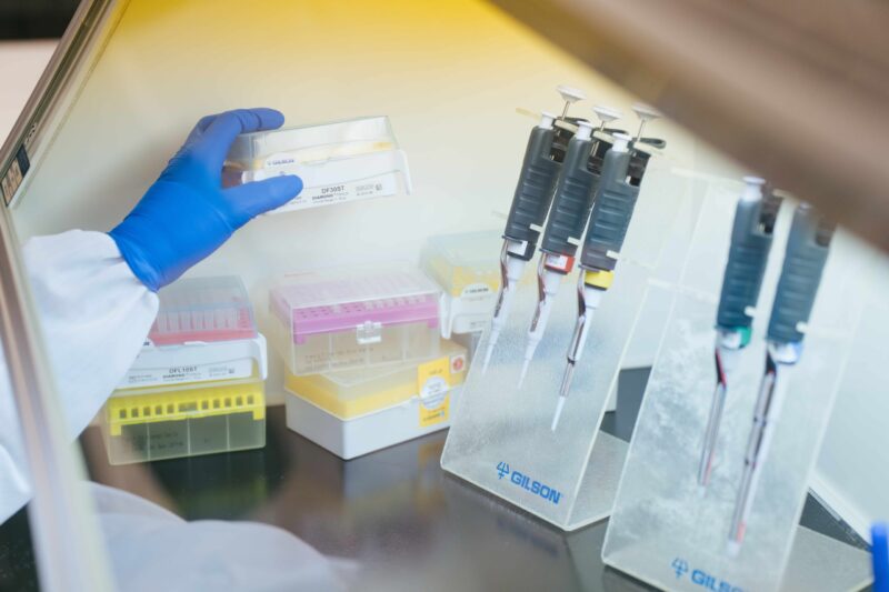 detail shot of lab work