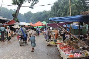 Myanmar Street Bazaar illustrates Human Geography