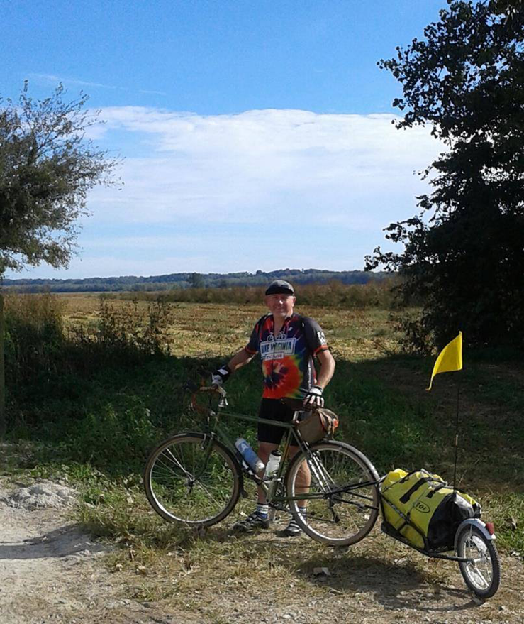 An avid cyclist, Chuck is pictured on the KATY Trail across the state of Missouri. Chuck and a friend took a leisurely 8 days to ride the trail, averaging 45 miles per day. An interesting note is that Chuck didn’t meet any cyclist from a state located east of the Mississippi River along the route; all were from either California, Colorado, Oregon, Kansas or Washington. 