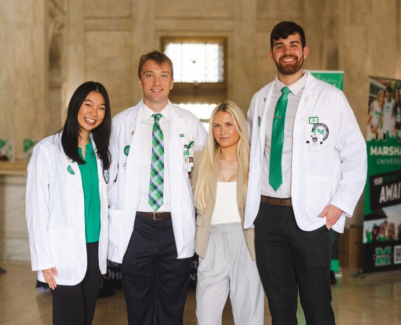 Students from Marshall's Joan C. Edwards School of Medicine smile for a photo during Marshall Day at the Capitol