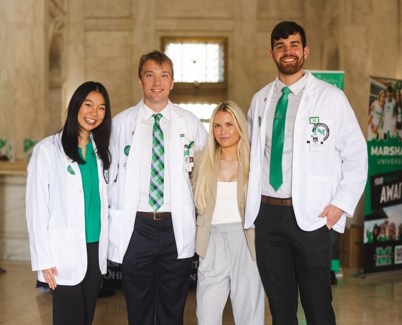 Students from Marshall's Joan C. Edwards School of Medicine smile for a photo during Marshall Day at the Capitol