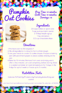 Pumpkin Oat Cookie recipe card