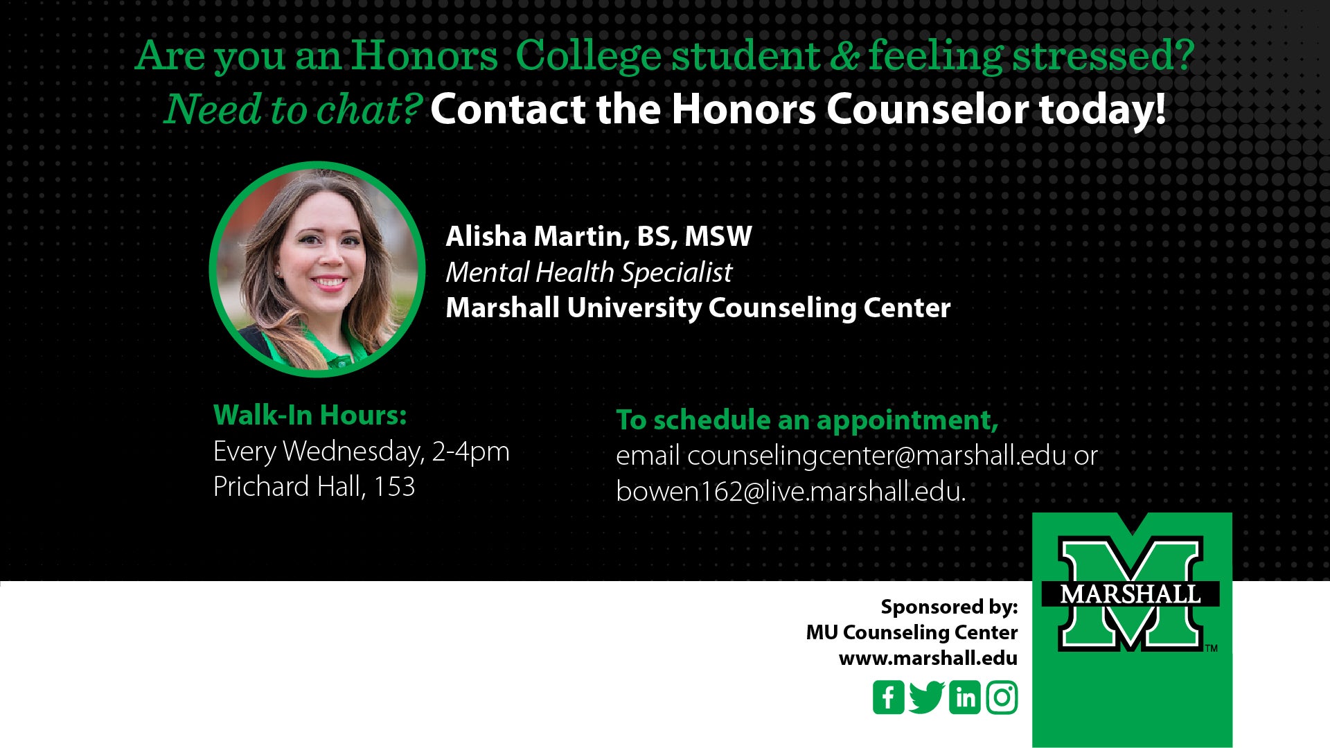 Flyer for the Honors College Counselor