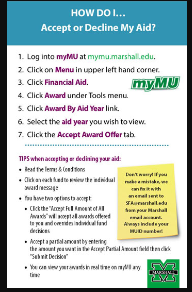 MU Instructions for Accepting Aid