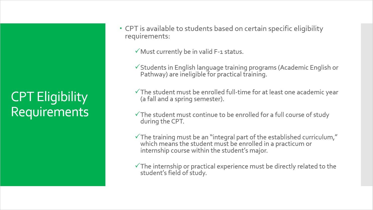 Curricular Practical Training (CPT) Online Training Module Office of