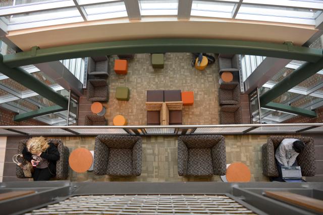 The atrium in the Engineering Complex lets natural light in, reducing energy costs.