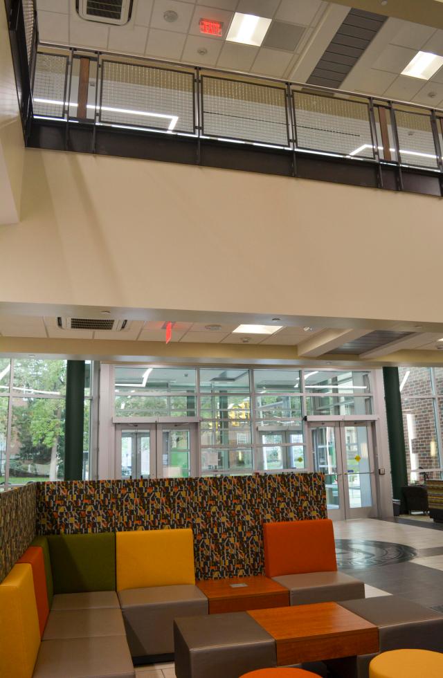 The atrium in the Engineering Complex lets natural light in, reducing energy costs.