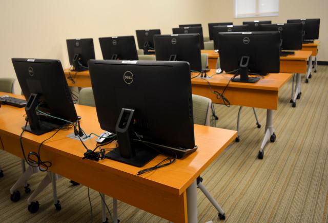 Classrooms in the Arthur Weisberg Family Applied Engineering Complex have light sensors that turn off or on when there is movement in the room, and dim or brighten based on the amount of light coming in through the windows. Desks, chairs and other furnishing in the complex are made from regional materials.