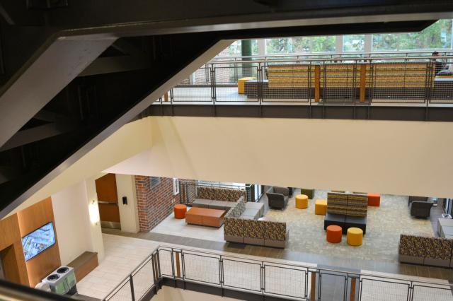 The atrium in the Engineering Complex lets natural light in, reducing energy costs.