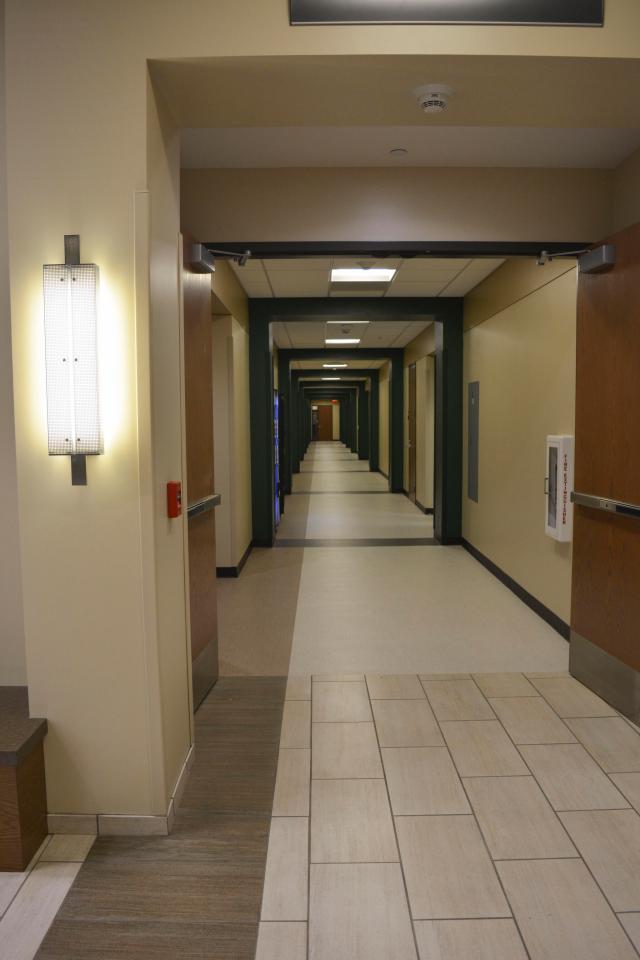 The Engineering Complex is one of the quietest buildings on campus. From the paint to the flooring system, its green features help give the building great acoustics.