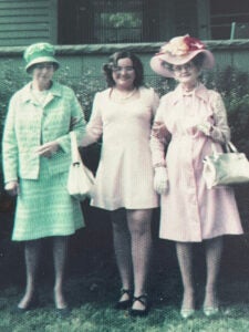 Charlotte Chapman poses with her grandmothers on her graduation day; May 1974
