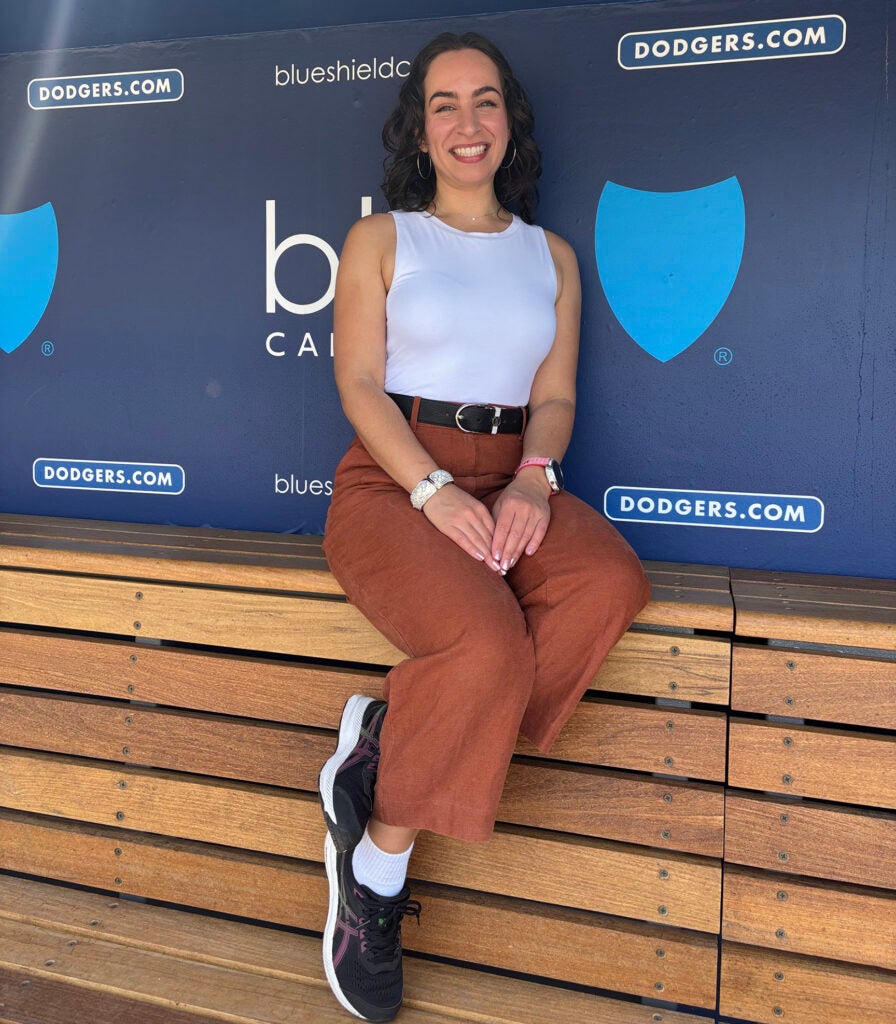Yasmine Jutt, a graduate student in Marshall University’s biomechanics program, at Dodger Stadium in Los Angeles