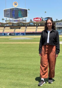 Yasmine Jutt, a graduate student in Marshall University’s biomechanics program, at Dodger Stadium in Los Angeles